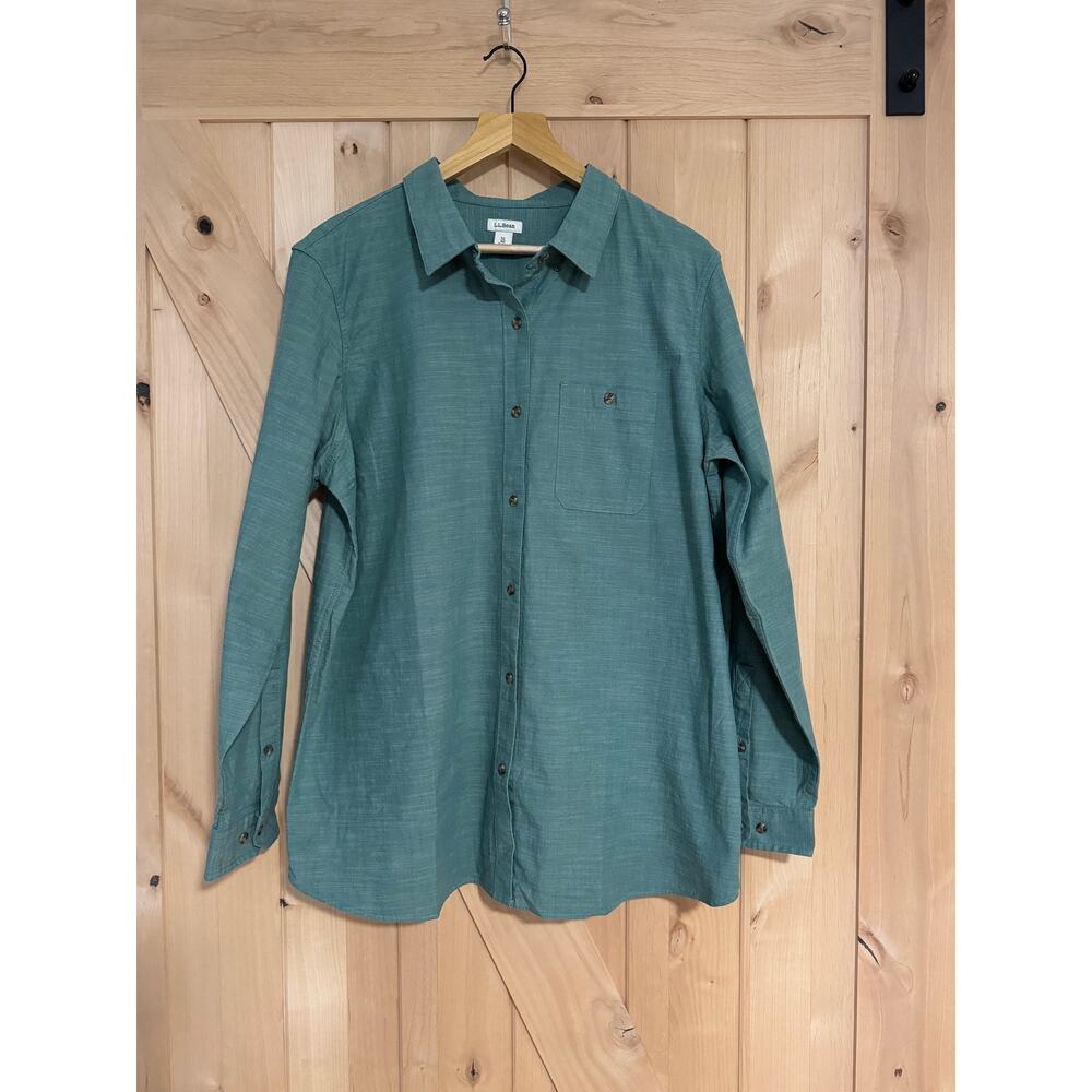 L.L. Bean | NWOT Women's Light Teal Cotton Button Up Long Sleeve Shirt | Size XL
